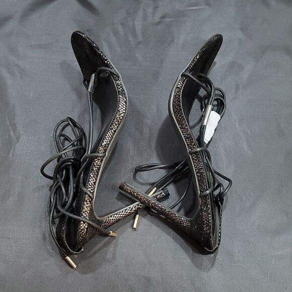 BRAND NEW FASHION NOVA REPTILE SPRINT STRAPPY WRAP LACE-UP HEEL SANDAL - Picture 13 of 15